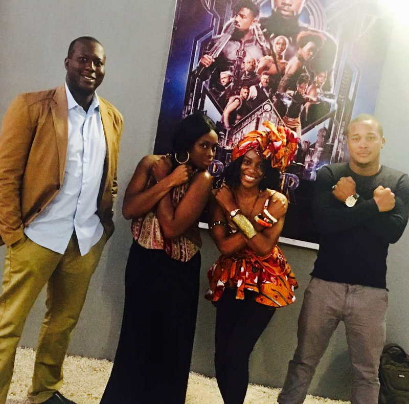 Abdoulaye Diop, Erica Ayisi, Chika Oduah and R.J. Mahdi pose at a Black Panther screening in Dakar, Senegal. (Chika Oduah)